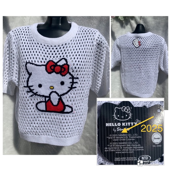 NEW 🏷️ HELLO KITTY 🐈⬛ size L/XL logo sweater RARE - Picture 2 of 16